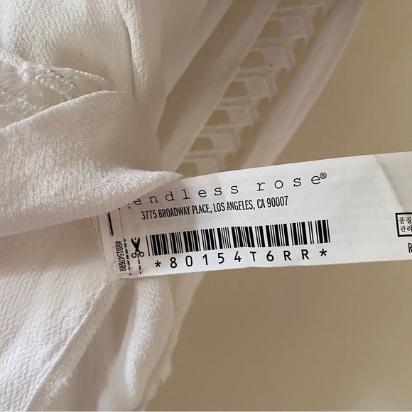 Endless Rose White Peasant Blouse Top Women's Size L Tassel Embroidered Cut Out - Picture 10 of 10